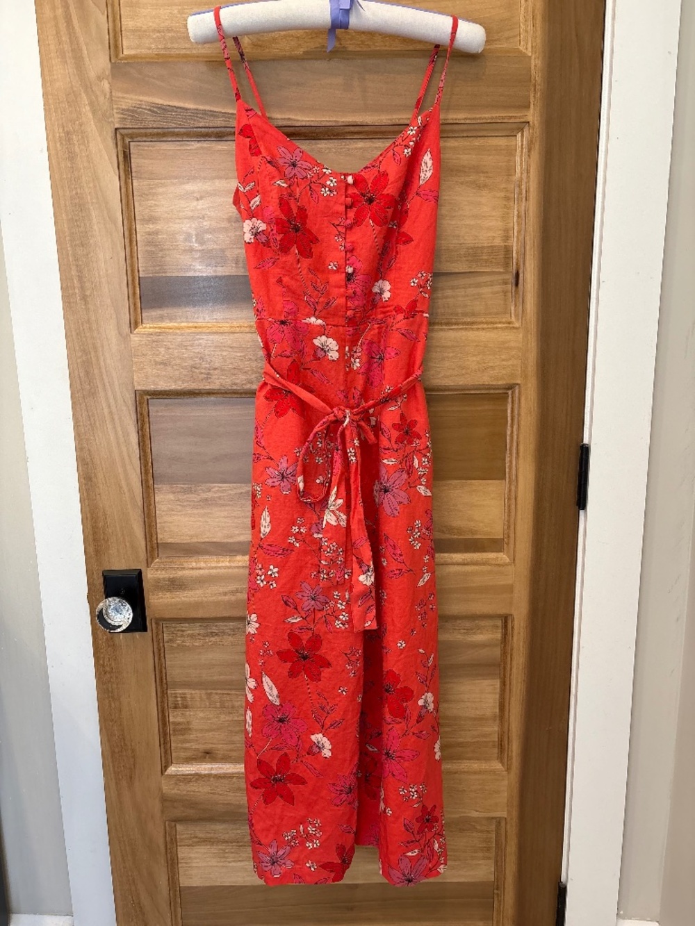 Linen Blend Jumpsuit Banana Republic Cropped Wide Leg Strappy  Size 10